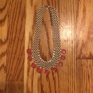 Coral and gold statement necklace